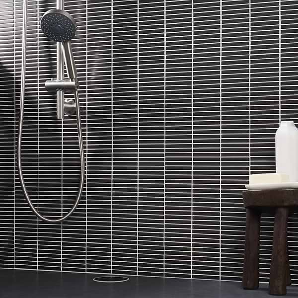 Motek Black 1x4" Tri-Stacked Matte Porcelain Mosaic Tile