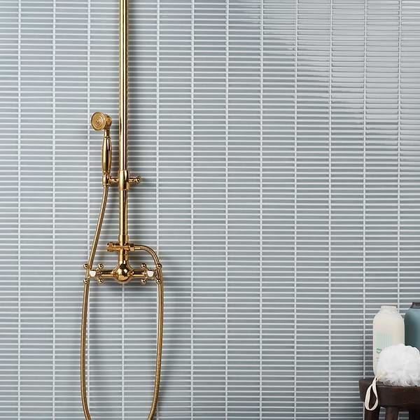 Motek Sky Blue 1x4" Tri-Stacked Glossy Porcelain Mosaic Tile