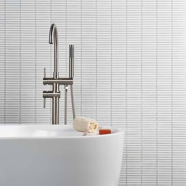 Motek Snow White 1x4" Tri-Stacked Glossy Porcelain Mosaic Tile