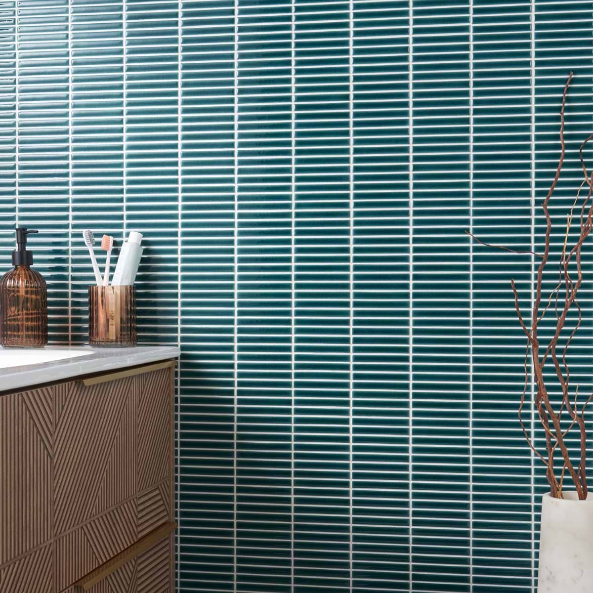 Shop Motek Teal Crackled Glossy Tri Stacked | SohoStudioCorp.com