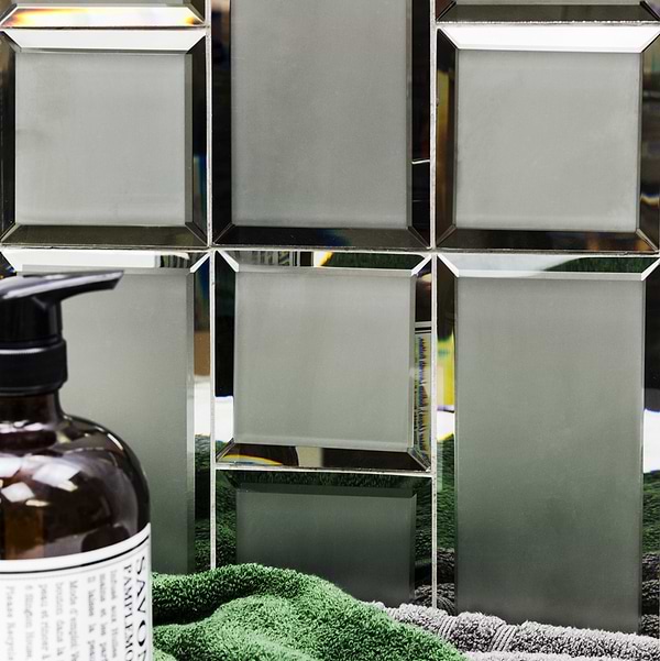 Dark Gray Beveled 4x12 Mirror Tile