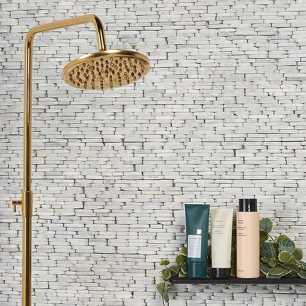 Pebblestone Carrara Stacked Sliced Natural Stone Honed Marble