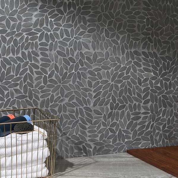 Pebblestone Flower Black Lava Natural Stone; in Black Pebble; for Backsplash, Bathroom Floor, Bathroom Wall, Commercial Floor, Floor Tile, Kitchen Floor, Kitchen Wall, Outdoor Floor, Outdoor Wall, Shower Floor, Shower Wall, Wall Tile; in Style Ideas Contemporary, Traditional, Transitional, Tropical, Whimsical