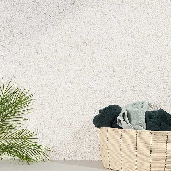 Pebblestone Lovina White Micro Natural Stone Honed Pebble Tile