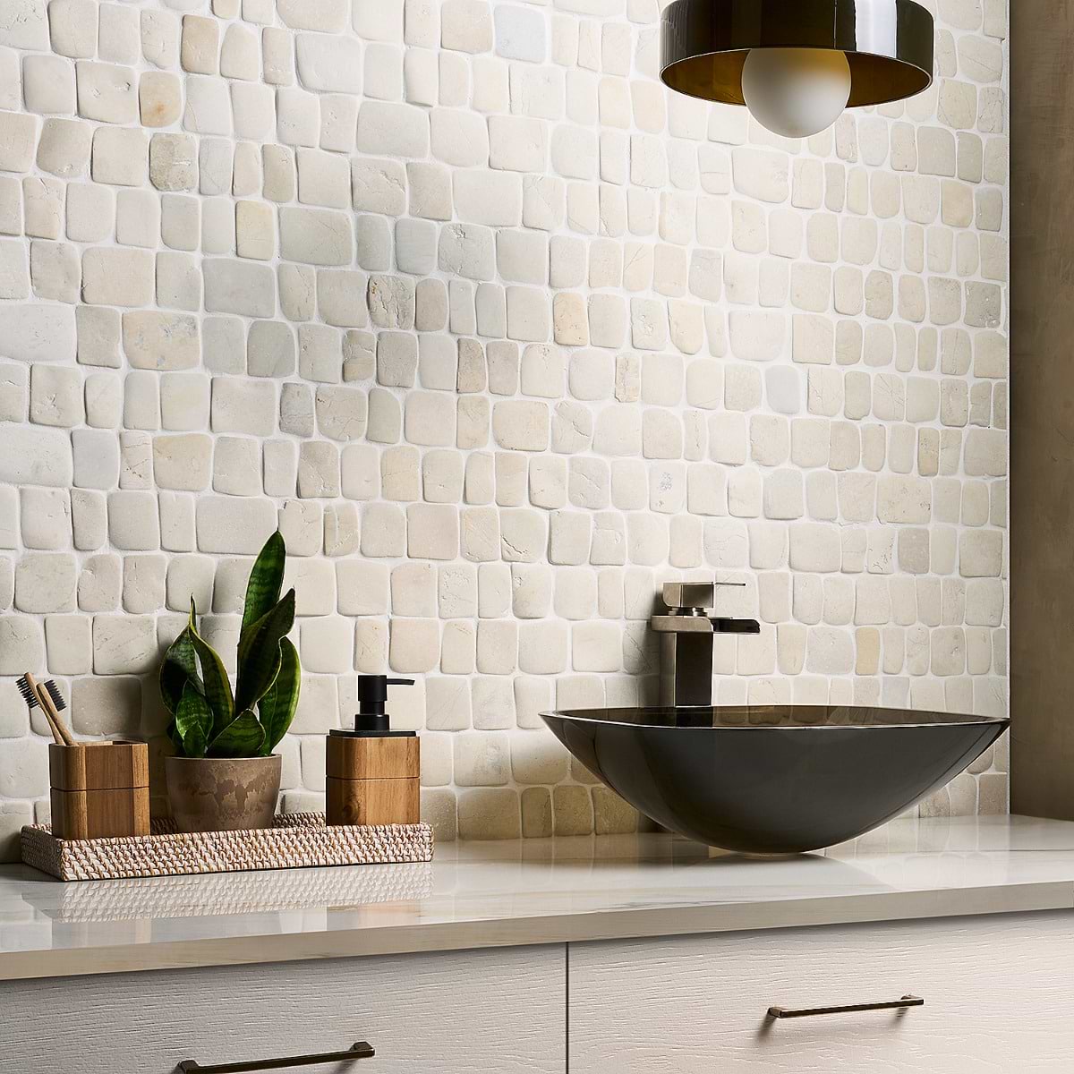 Shop Sample-Pebblestone Pathway Lovina White Natural Stone at