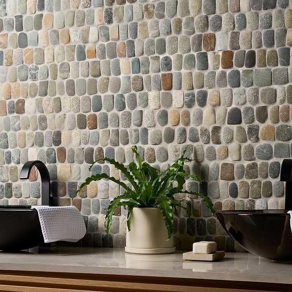 Pebblestone Pathway Sumatra Blend Natural Stone Tumbled Pebble Tile