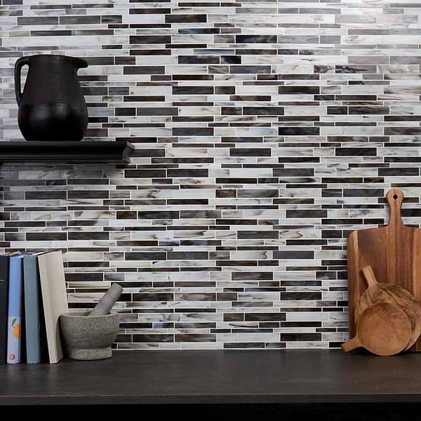 Close Out - Stained Glass Freeform Wolf Coat Polished Glass; in Brown, Gray + White with Hint of Beige Stained Glass; for Backsplash, Bathroom Wall, Kitchen Wall, Outdoor Wall, Pool Tile, Shower Wall, Wall Tile; in Style Ideas Beach, Classic, Contemporary, Tropical