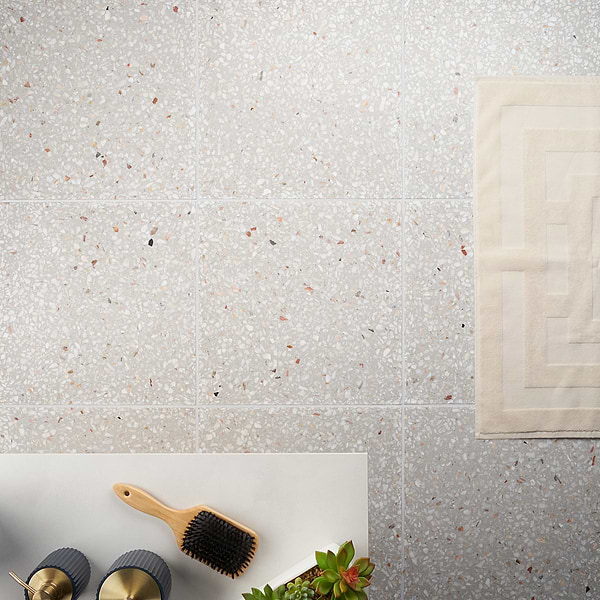 Marmi Terrazzo Dove Gray 16x16 Polished Terrazzo Tile