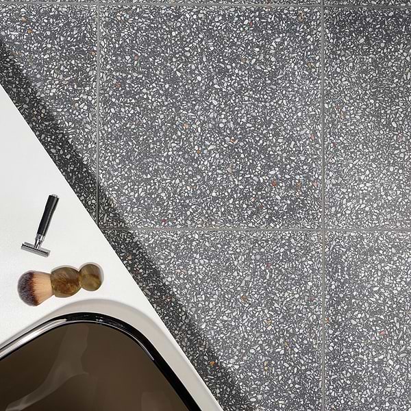 Close Out-Marmi Terrazzo Purbeck Gray 16x16 Polished Terrazzo Tile