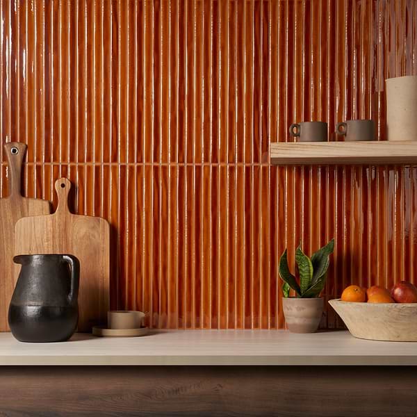 Buenos Honey 5x18; in Brown Ceramic; for Backsplash, Bathroom Wall, Kitchen Wall, Shower Wall, Wall Tile; in Style Ideas Art Deco, Craftsman, Mid Century, Transitional