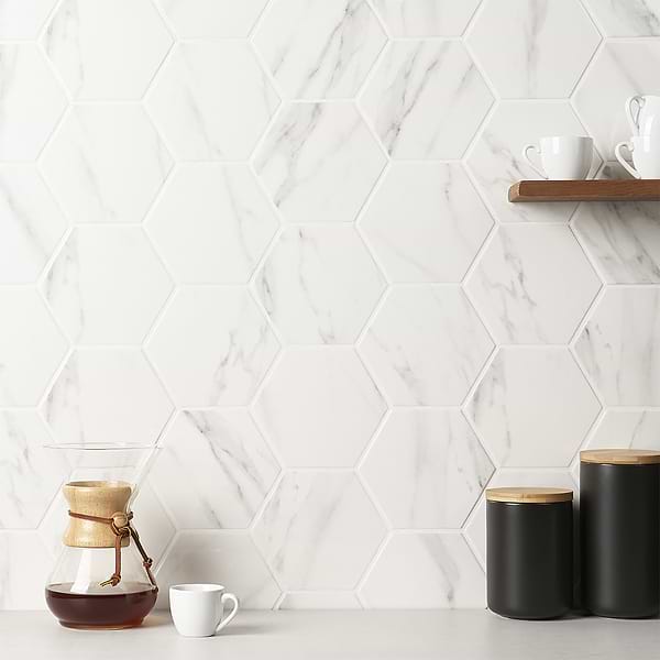 Ducale Statuario 6" Hexagon Polished Porcelain Tile