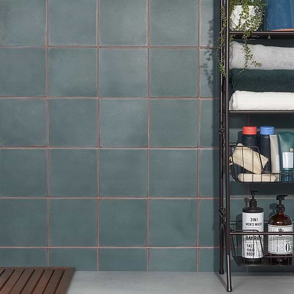 Bernalillo Blue 8x8; in Blue Porcelain; for Backsplash, Bathroom Floor, Bathroom Wall, Commercial Floor, Floor Tile, Kitchen Floor, Kitchen Wall, Outdoor Floor, Outdoor Wall, Shower Wall, Wall Tile; in Style Ideas Beach, Cottage, Farmhouse, Industrial, Mediterranean, Mid Century, Traditional, Tropical