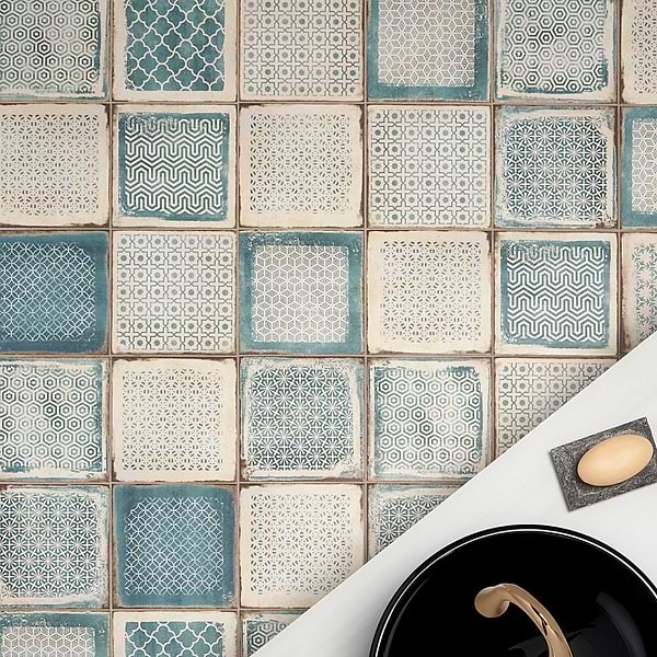 Bernalillo Deco Blue 8x8 Matte Porcelain Tile