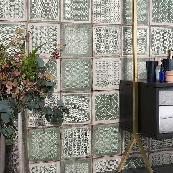 Bernalillo Deco Green 8x8 Matte Porcelain Tile