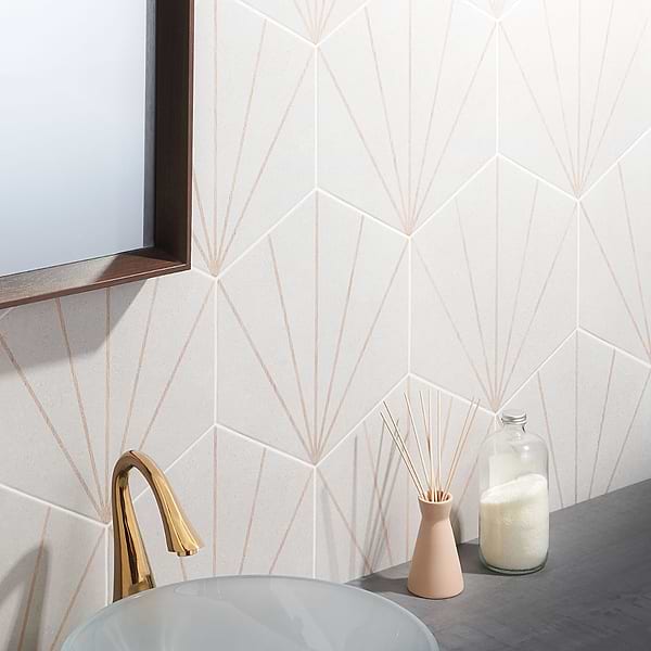 Piaka Beams White 12.5" Hex Matte Porcelain