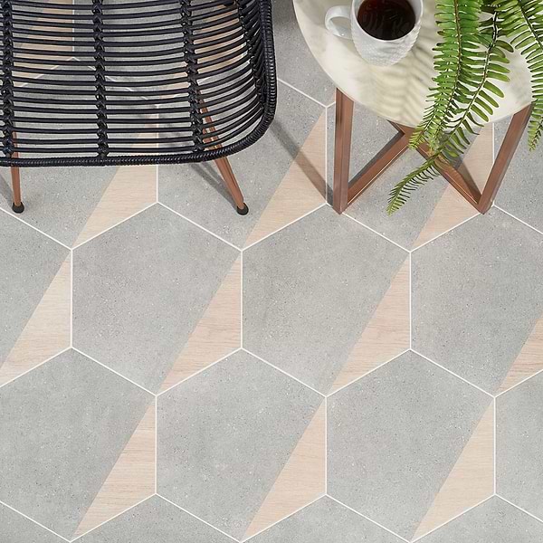 Piaka Wood Gray 12.5" Hex Matte Porcelain