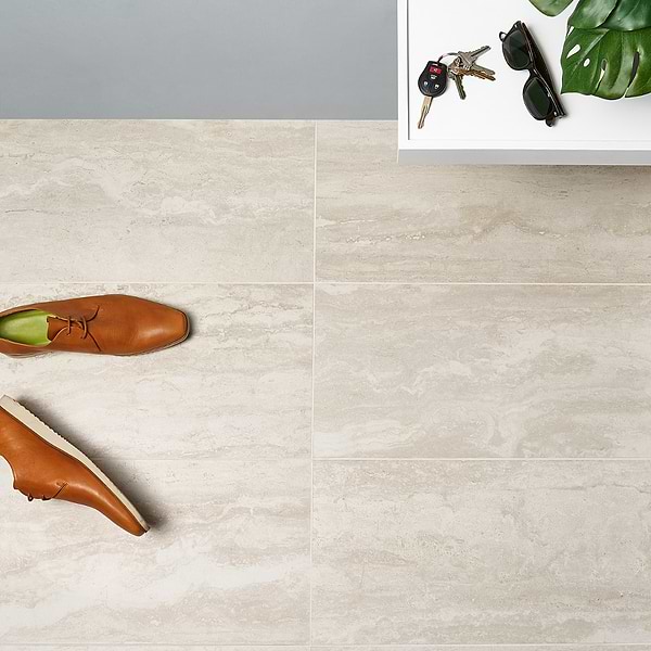 Everyday Travertine Cream 12x24; in Beige & Cream Porcelain; for Backsplash, Bathroom Floor, Bathroom Wall, Commercial Floor, Floor Tile, Kitchen Floor, Kitchen Wall, Outdoor Wall, Pool Tile, Shower Floor, Shower Wall, Wall Tile; in Style Ideas Classic, Contemporary, Craftsman, Industrial, Modern, Transitional