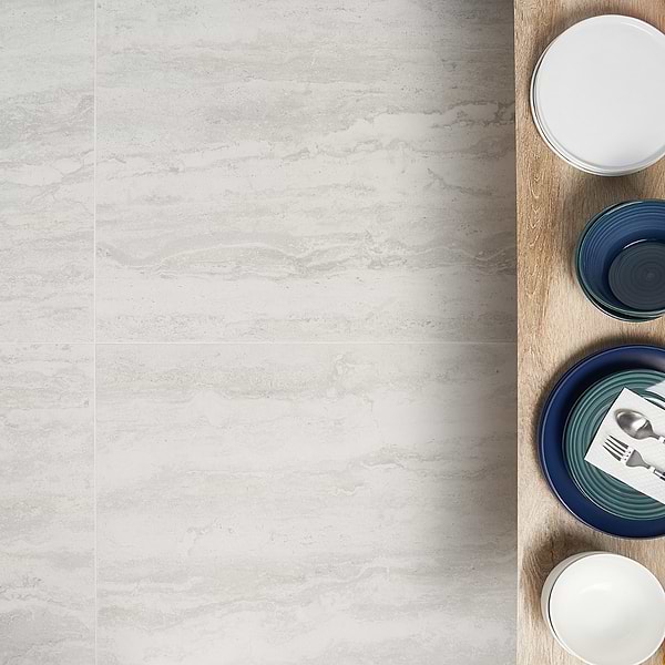Everyday Travertine Cotton White 24x48 Matte Porcelain Tile