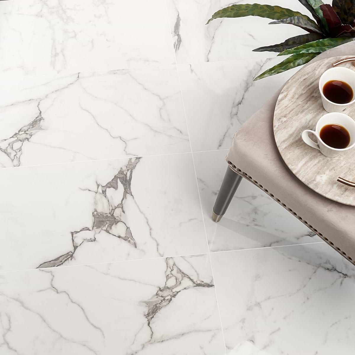 Lithe Statuario Venato 12x24 Polished; in White with Grey Veining Porcelain; for Backsplash, Bathroom Floor, Bathroom Wall, Commercial Floor, Floor Tile, Kitchen Floor, Kitchen Wall, Outdoor Floor, Outdoor Wall, Shower Wall, Wall Tile; in Style Ideas Classic, Contemporary, Modern, Traditional, Transitional