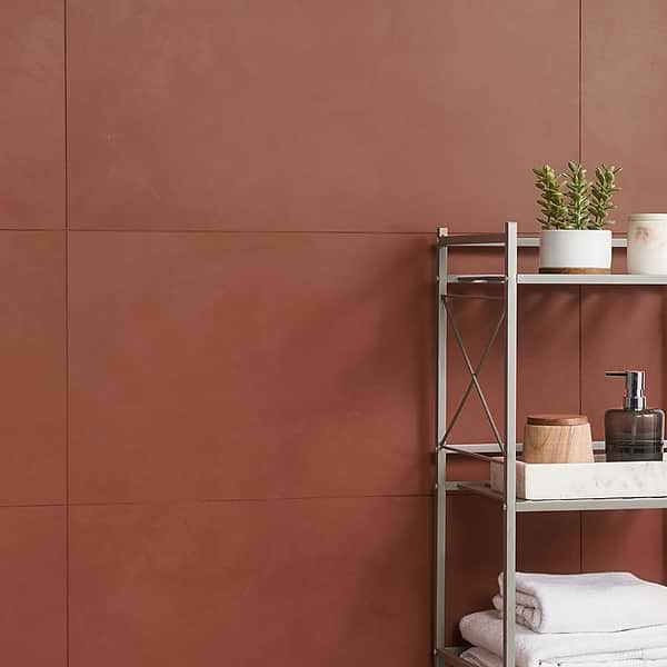 Tara Grace 16x32; in Red Porcelain; for Backsplash, Bathroom Floor, Bathroom Wall, Commercial Floor, Floor Tile, Kitchen Floor, Kitchen Wall, Outdoor Wall, Shower Floor, Shower Wall, Wall Tile; in Style Ideas Contemporary, Industrial, Mid Century, Modern, Traditional, Transitional