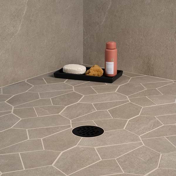 Motley Caramel Brown Organic Pattern Limestone Look Matte Porcelain Mosaic Tile