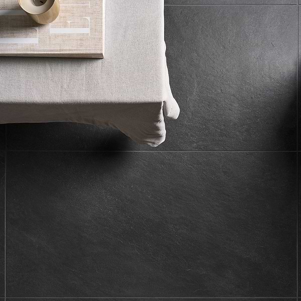 Motley Charcoal Black 24x48 Limestone Look Matte Porcelain Tile