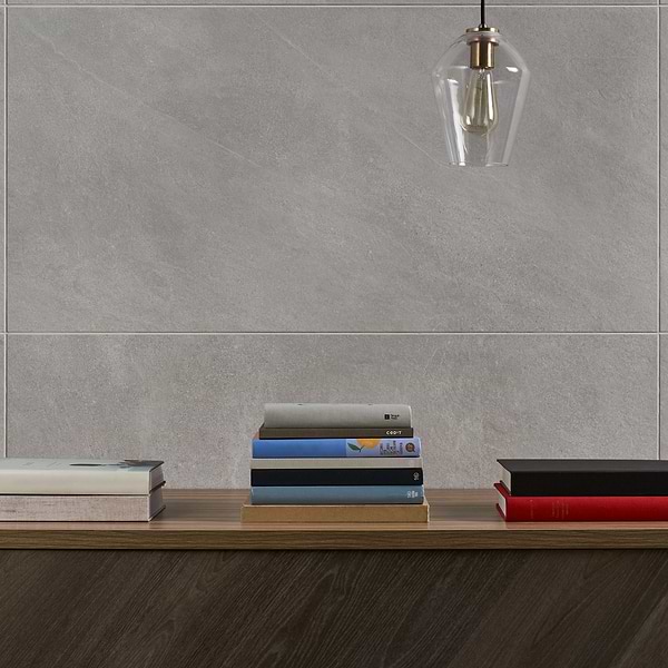 Motley Silver Gray 24x48 Limestone Look Matte Porcelain Tile