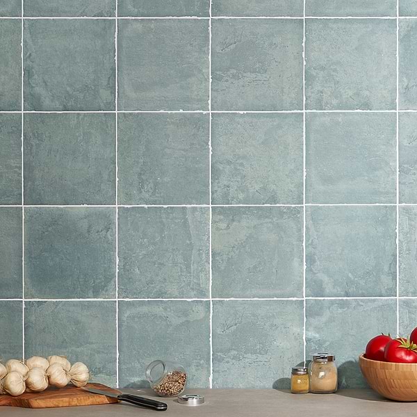 Carino Menta Green 8x8; in Green Porcelain; for Backsplash, Bathroom Floor, Bathroom Wall, Commercial Floor, Floor Tile, Kitchen Floor, Kitchen Wall, Outdoor Wall, Shower Floor, Shower Wall, Wall Tile; in Style Ideas Cottage, Craftsman, Mediterranean, Transitional