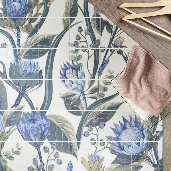 Angela Harris Florista Protea Leaves Mural 8x8 Matte Porcelain