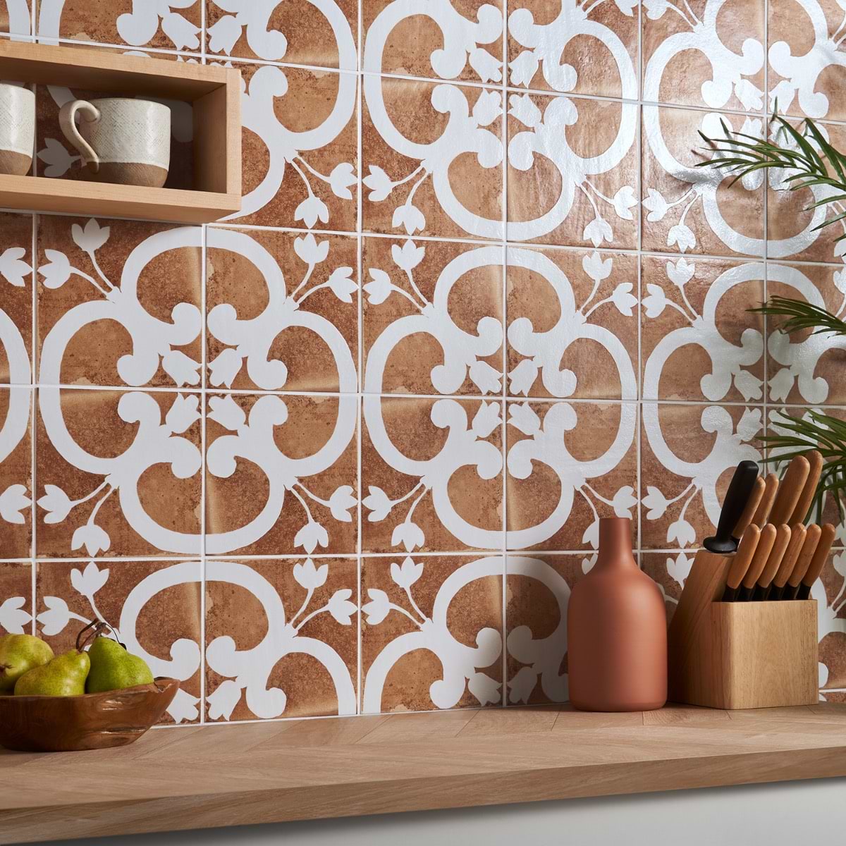 Shop Angela Harris Messina Flora Terracotta 8x8 Matte Porcelain at