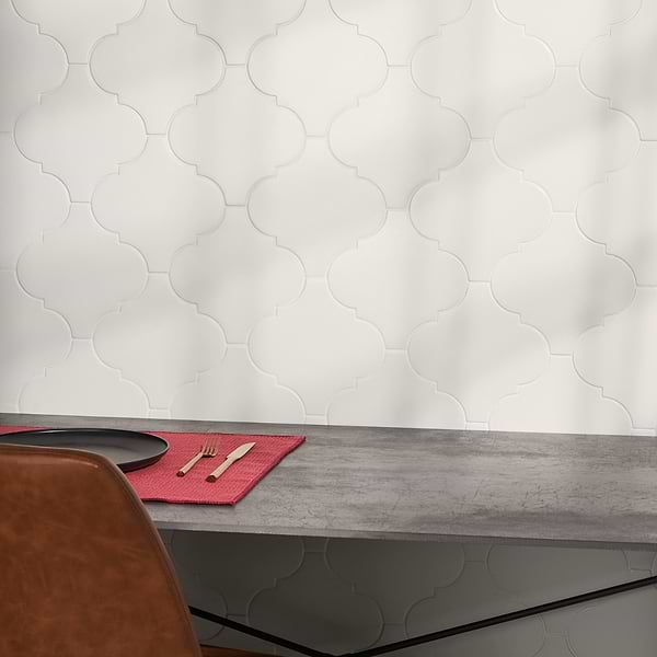 Define Arabesque White 8x8 Matte  Porcelain