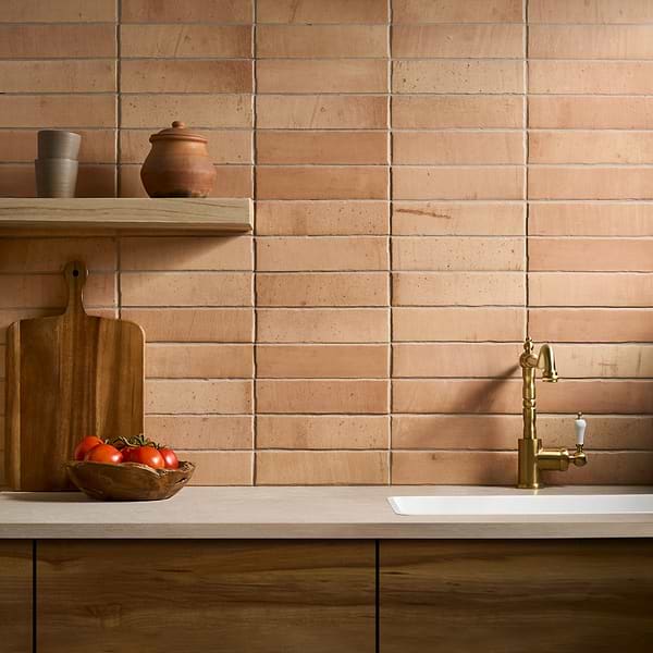 Fuego Sand Terracotta 2.5x10; in Terracotta Porcelain; for Backsplash, Bathroom Floor, Bathroom Wall, Commercial Floor, Floor Tile, Kitchen Floor, Kitchen Wall, Outdoor Floor, Outdoor Wall, Pool Tile, Shower Wall, Wall Tile; in Style Ideas Mediterranean, Rustic, Traditional