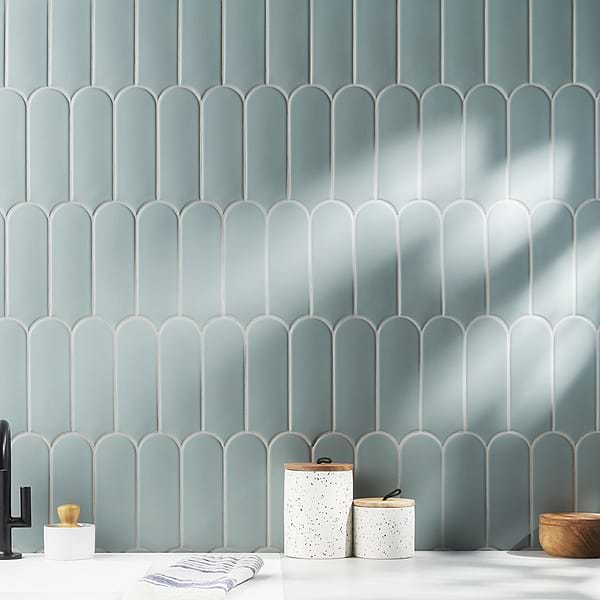 Fan Marine Blue 3x8 Fishscale Matte Ceramic Wall Tile