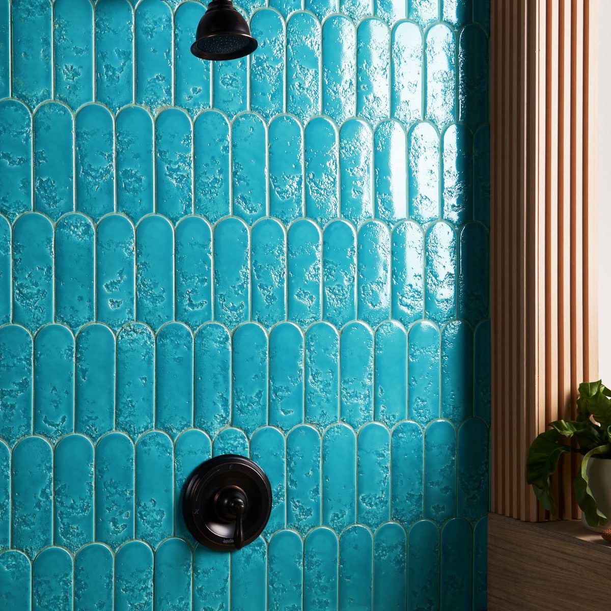 Shop Palmetto Turquoise 3x9 Textured Fish Scale Glossy Ceramic