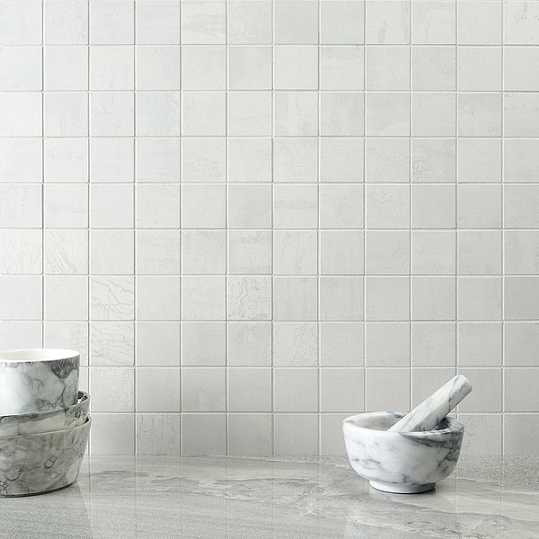 Angela Harris Bellissimo Light Silver 2x2 Matte; in Light Silver Porcelain; for Backsplash, Bathroom Floor, Bathroom Wall, Commercial Floor, Floor Tile, Kitchen Floor, Kitchen Wall, Outdoor Wall, Shower Floor, Shower Wall, Wall Tile; in Style Ideas Art Deco, Contemporary, Craftsman, Industrial, Mid Century, Modern
