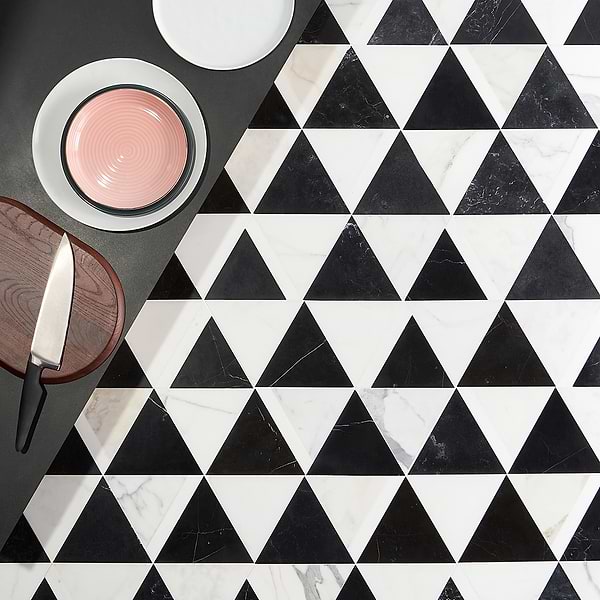 Tres Gris Nero Polished Marble Mosaic Tile 