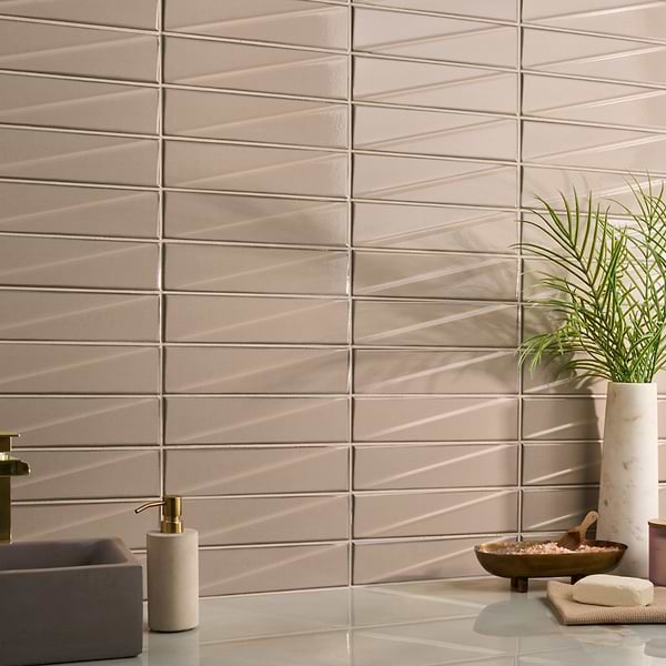 Close Out - Pulse Dune Beige 3x12 3D Glossy Ceramic Subway Tile