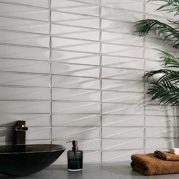 Close Out - Pulse Ice White 3x12 3D Glossy Ceramic Subway Tile