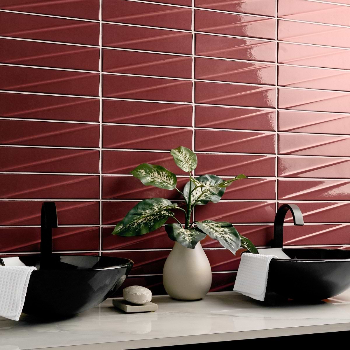 Shop Sample-CO-Pulse Ruby Red 3x12 Ceramic Subway Tile at