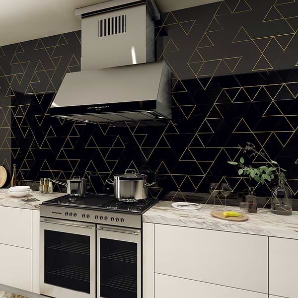 Axil Nero - Nero Marquina & Brass; in Black and Gold Marble + Brass; for Backsplash, Bathroom Floor, Bathroom Wall, Commercial Floor, Floor Tile, Kitchen Floor, Kitchen Wall, Outdoor Wall, Wall Tile; in Style Ideas Art Deco, Classic, Contemporary, Traditional, Transitional