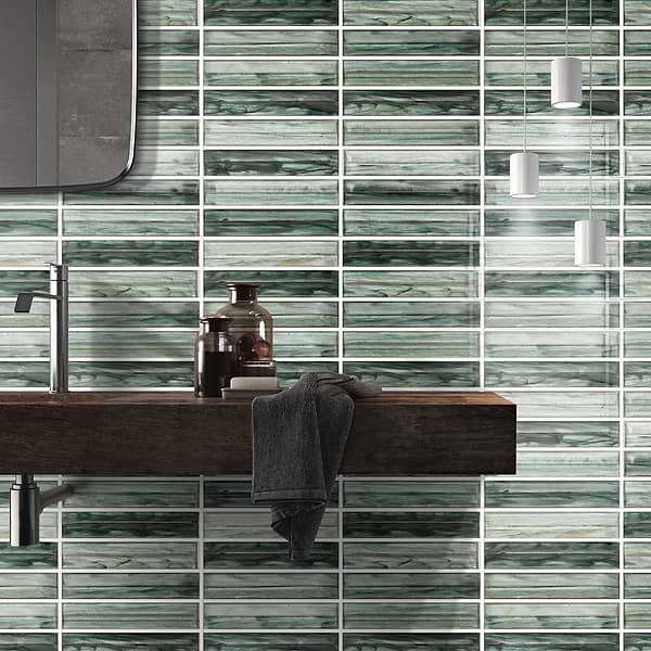 Maya Stacked Sage Mosaic Tile