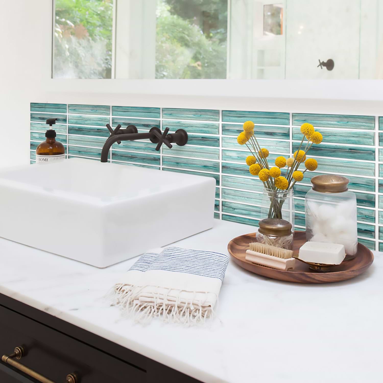 Shop Close Out - Brook Stacked Teal Green 1x5 Polished Glass