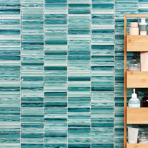 Maya Stacked Teal Mosaic Tile