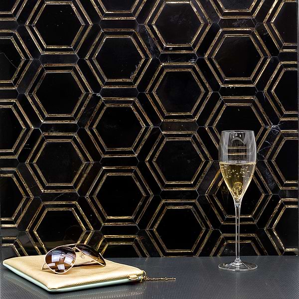Cass Ole Hexagon Polished Marble + Glass