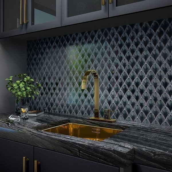 Baroque Mosaic Midnight Blue 3x4" Fan Polished Mosaic