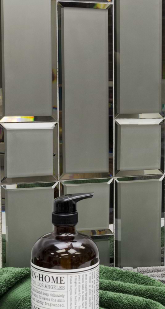 Dark Gray Beveled 4x12 Mirror Tile