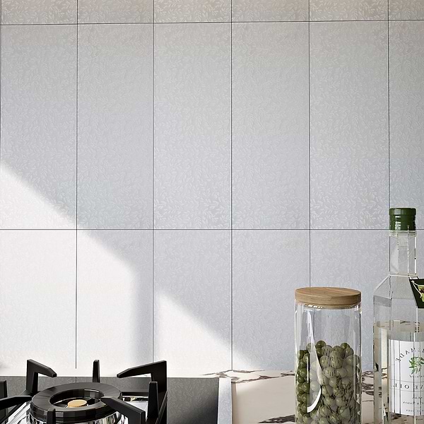 Araminta Flowers Pearl 6x16 Frosted Glass; in White Glass; for Backsplash, Bathroom Wall, Kitchen Wall, Shower Wall, Wall Tile; in Style Ideas Traditional