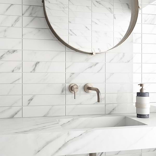 Ducale Statuario White 3x12 Polished Ceramic Tile