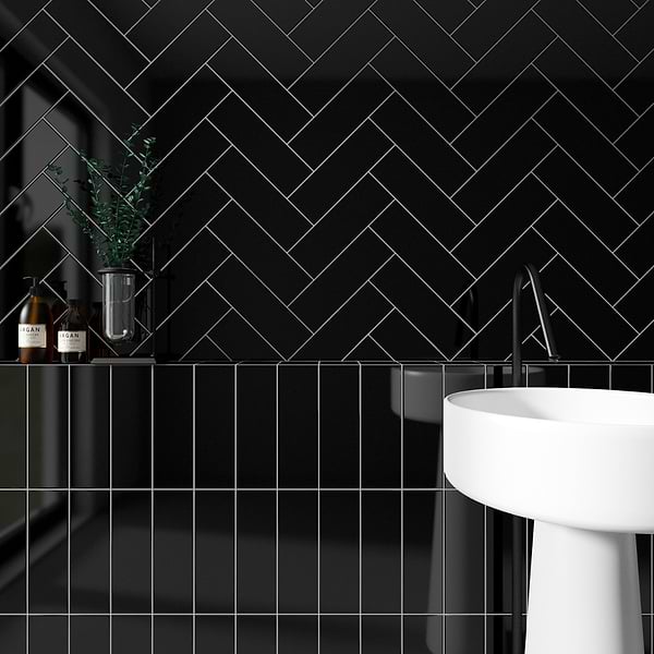Market Street Black 4x12; in Black Porcelain; for Backsplash, Bathroom Wall, Kitchen Wall, Outdoor Wall, Pool Tile, Shower Wall, Wall Tile; in Style Ideas Art Deco, Classic, Contemporary, Farmhouse, Industrial, Modern, Traditional, Transitional