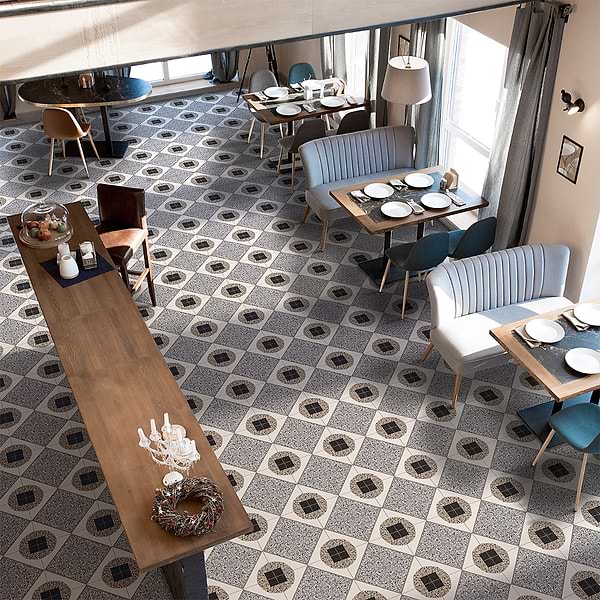 Frammenti Deco Azur 8x8; in Blue + Gray + White Porcelain; for Backsplash, Bathroom Floor, Bathroom Wall, Commercial Floor, Floor Tile, Kitchen Floor, Kitchen Wall, Outdoor Floor, Outdoor Wall, Pool Tile, Shower Wall, Wall Tile; in Style Ideas Craftsman, Mediterranean, Mid Century, Modern, Rustic